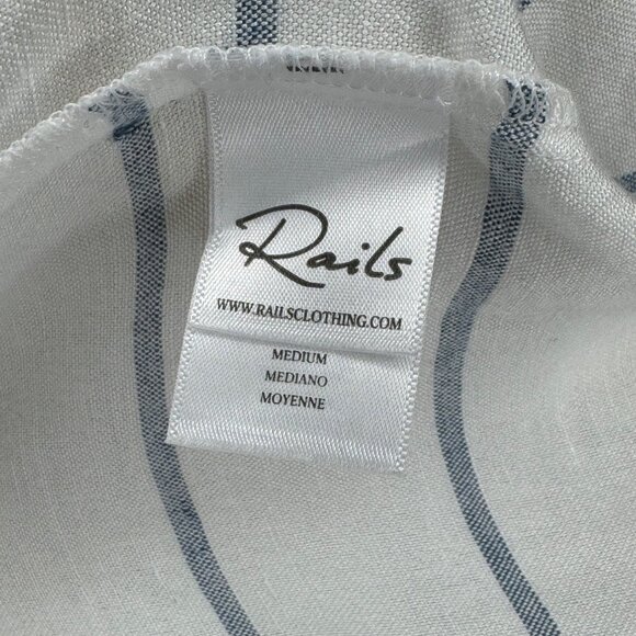 LIKE NEW Rails Lily Positano Stripe Blouse Women’s Medium (M) Rayon & Linen - Picture 8 of 10